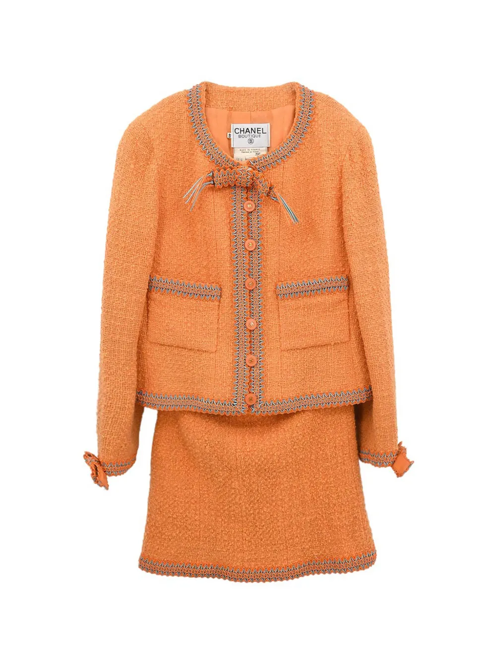 CHANEL Pre-Owned 1994 braided-trim skirt suit - Arancione