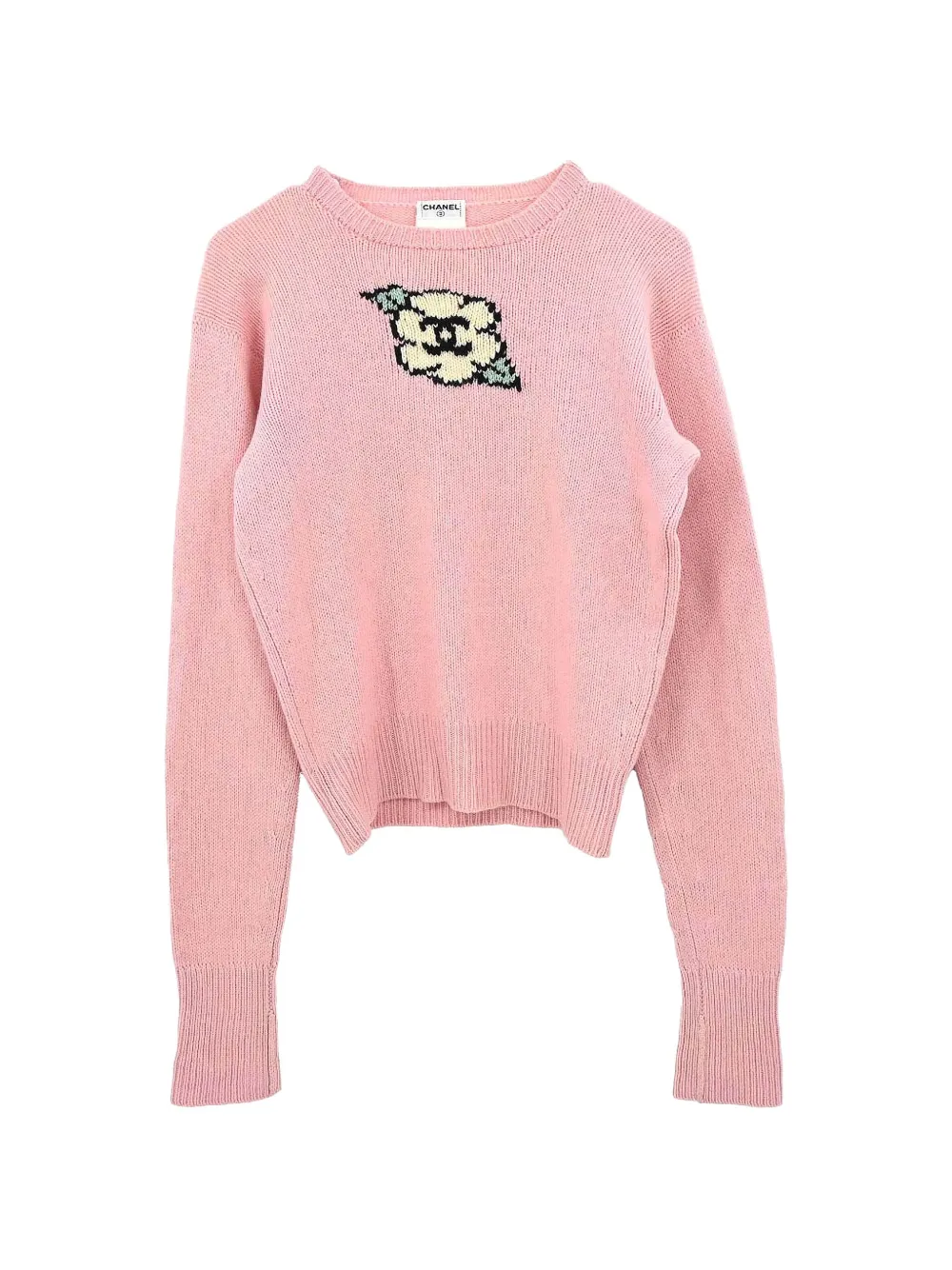 CHANEL Pre-Owned Camellia intarsia-knit sweater - Pink