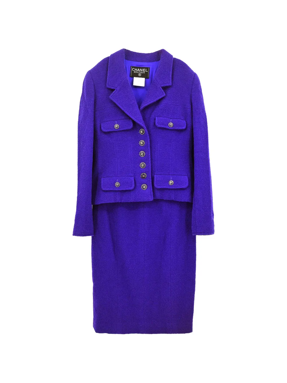 CHANEL Pre-Owned ensemble jupe et veste à boutons logo CC (1995) - Violet