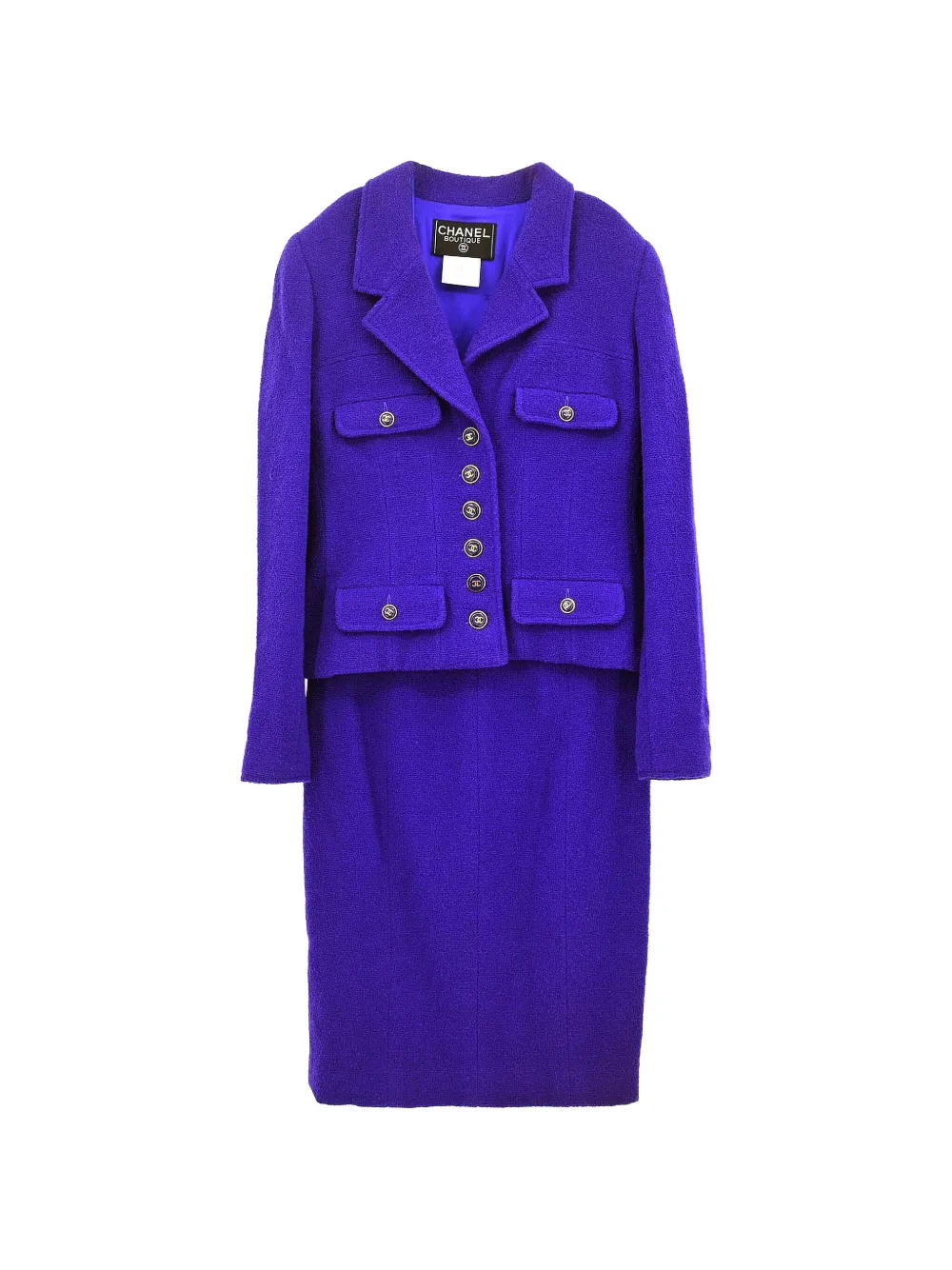 CHANEL Pre-Owned 1995 CC logo button skirt and jacket suit - Viola