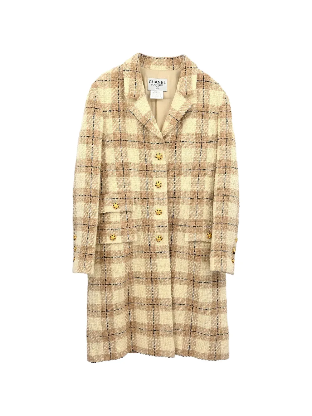CHANEL Pre-Owned 1996 single-breasted check-print coat - Toni neutri