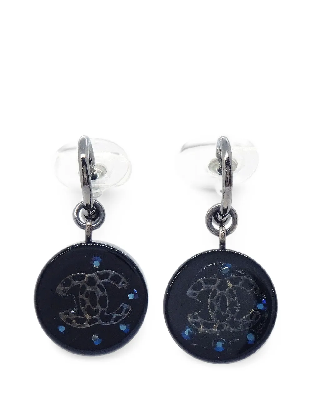 CHANEL Pre-Owned Interlocking-C drop earrings - Nero
