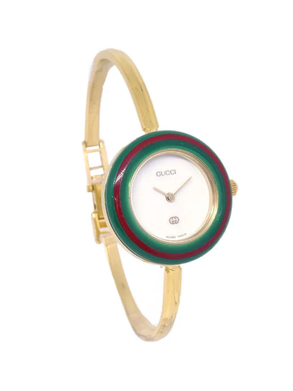 Gucci Pre-owned 11/12 Change Bezel 26mm Watch in White