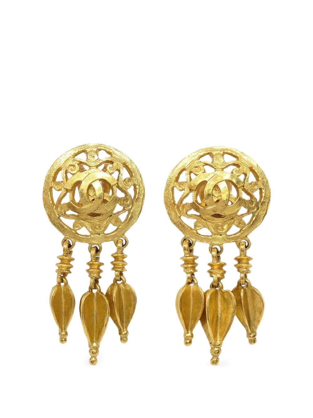 CHANEL Pre-Owned 1995 CC dangle clip-on earrings - Gold