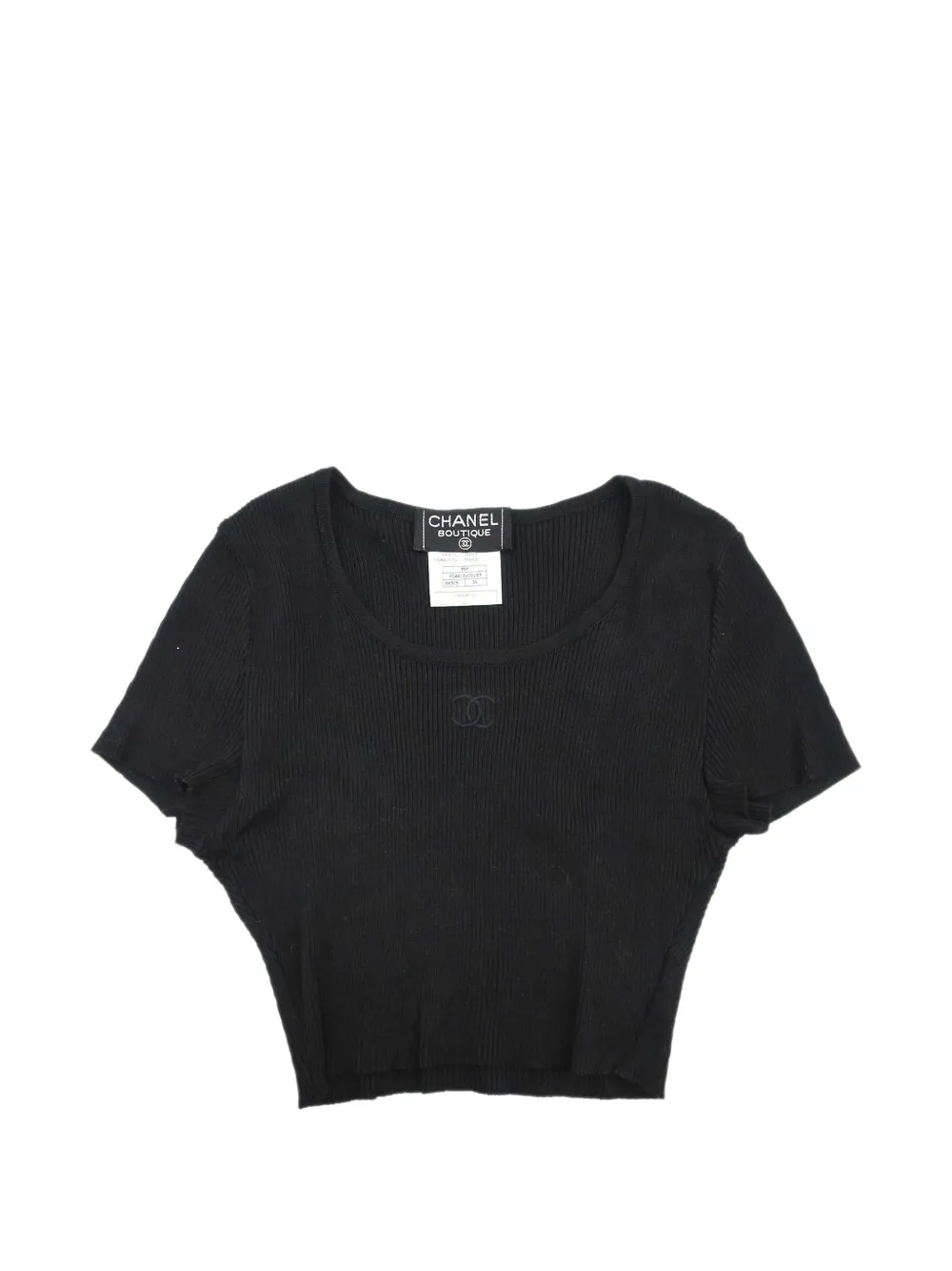 CHANEL Pre-Owned 1995 CC logo cropped T-shirt - Noir CHANEL Pre-Owned 1995 CC logo cropped T-shirt - Noir