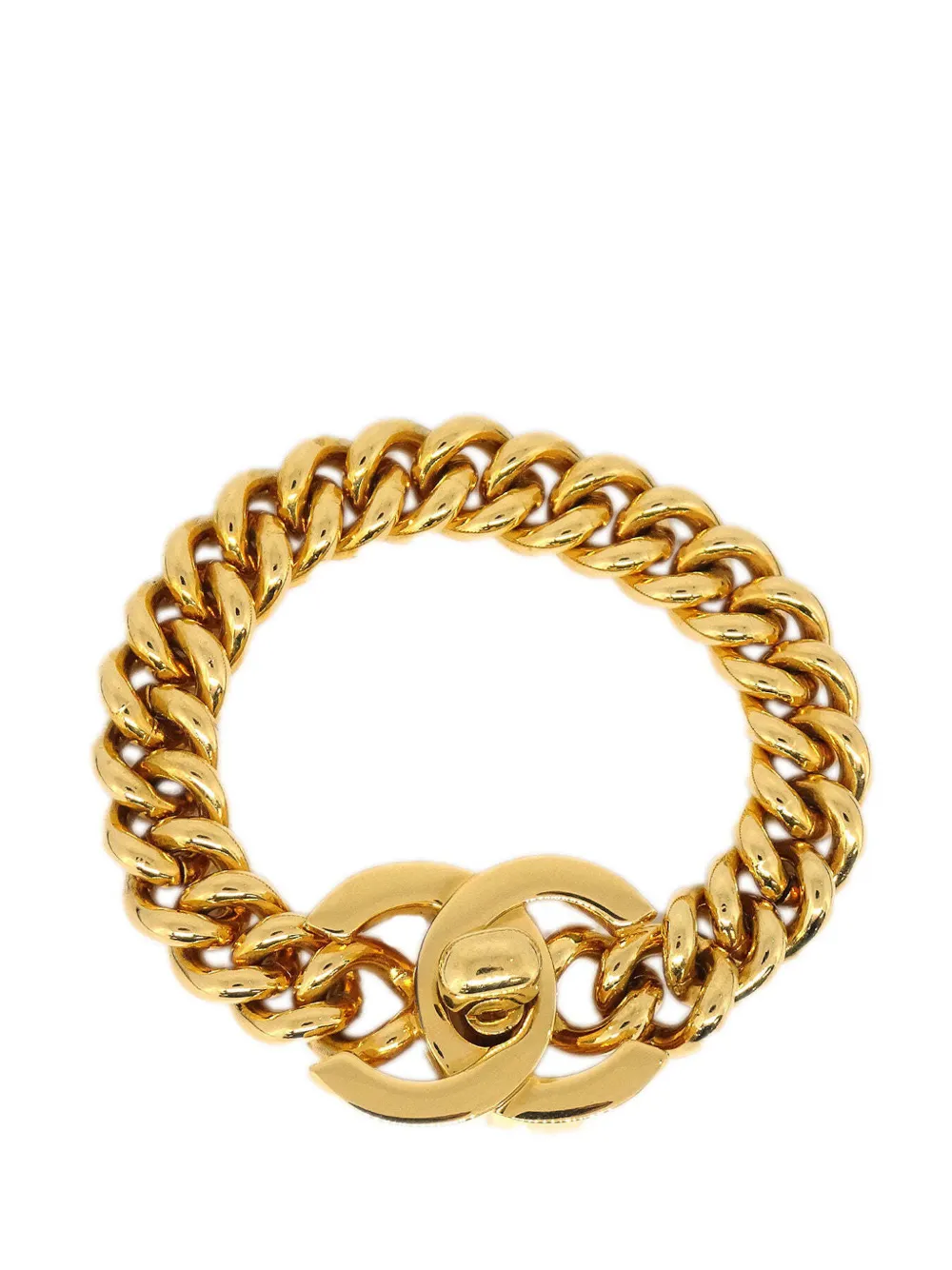 CHANEL Pre-Owned Turn-lock curb-chain bracelet - Gold