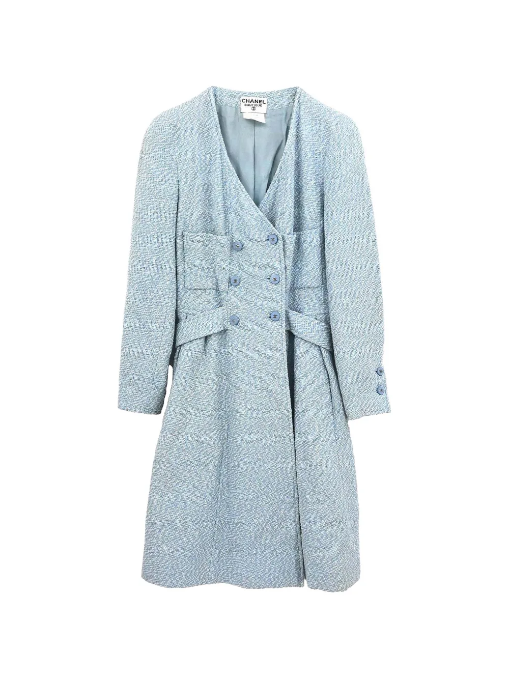 CHANEL Pre-Owned 1996 tweed double-breasted coat - Blu