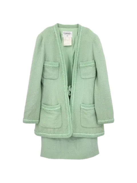 CHANEL Pre-Owned 1994 frayed-trim skirt suit