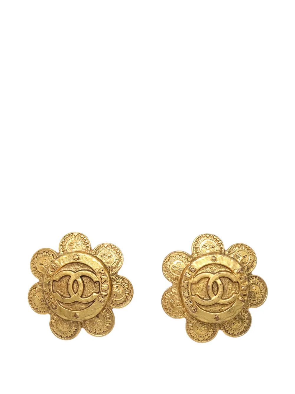 CHANEL Pre-Owned interlocking CC flower earrings - Oro