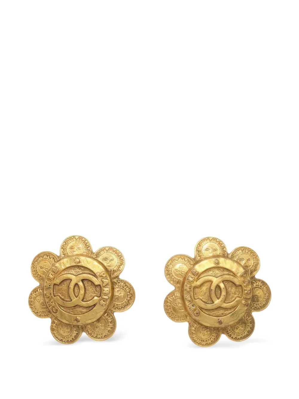 CHANEL Pre-Owned interlocking CC flower earrings - Oro