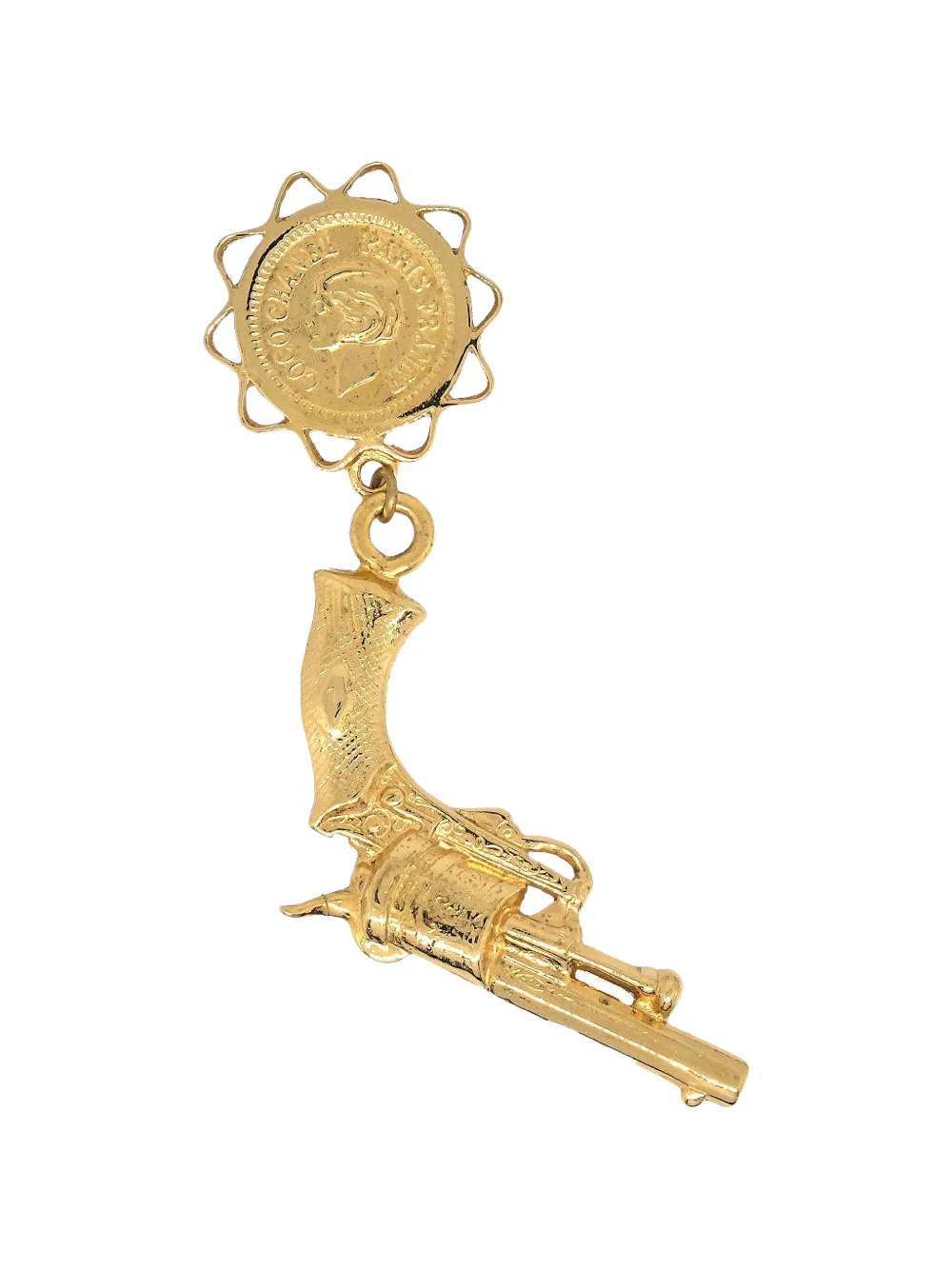 CHANEL Pre-Owned gun-pendant brooch - Gold