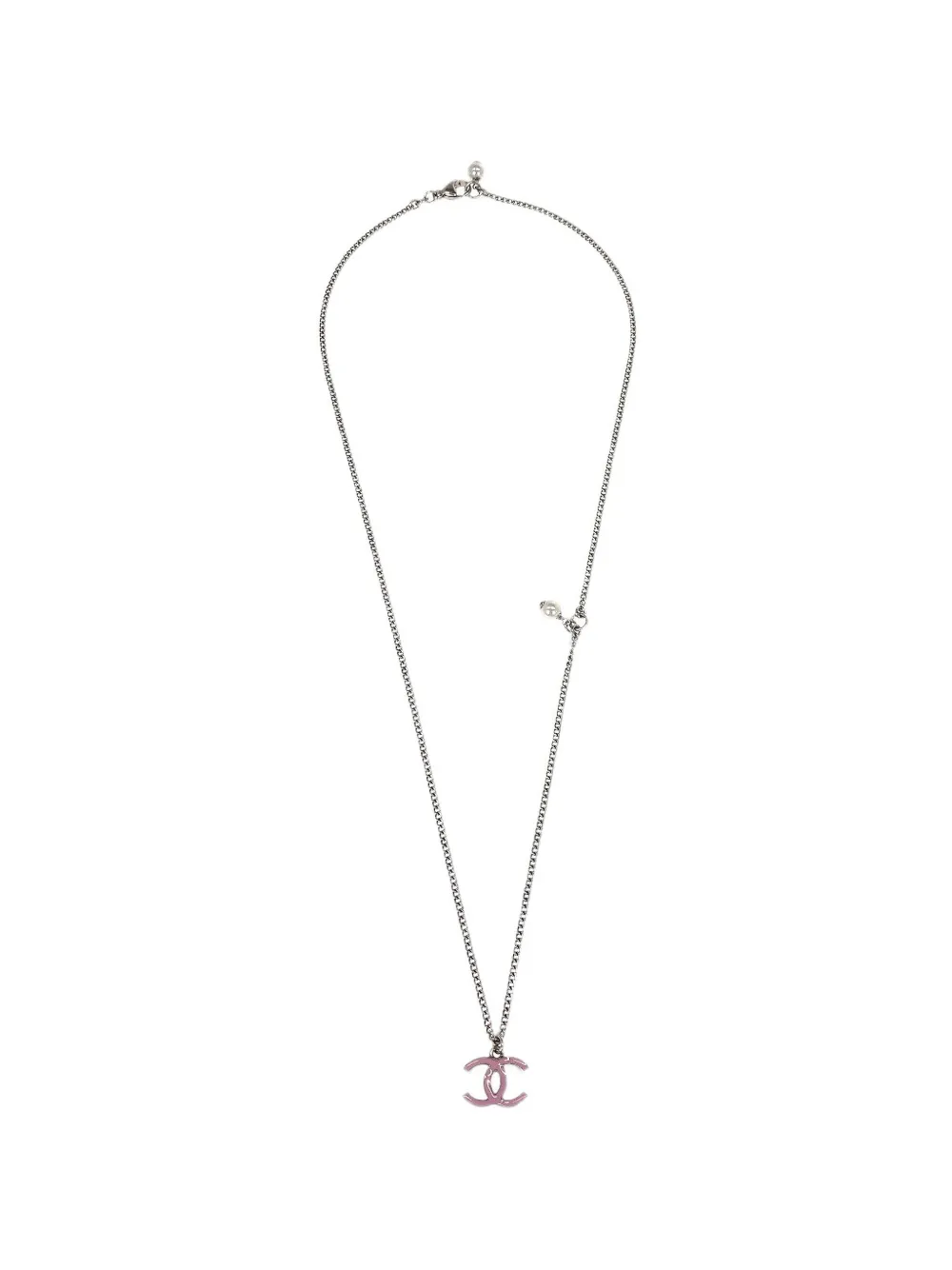 CHANEL Pre-Owned logo-pendant necklace - Argento