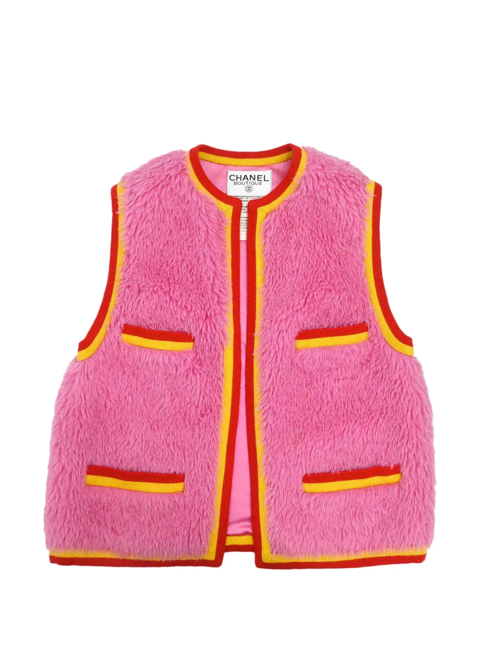 CHANEL Pre-Owned 1994 CC fur gilet - Rose CHANEL Pre-Owned 1994 CC fur gilet - Rose