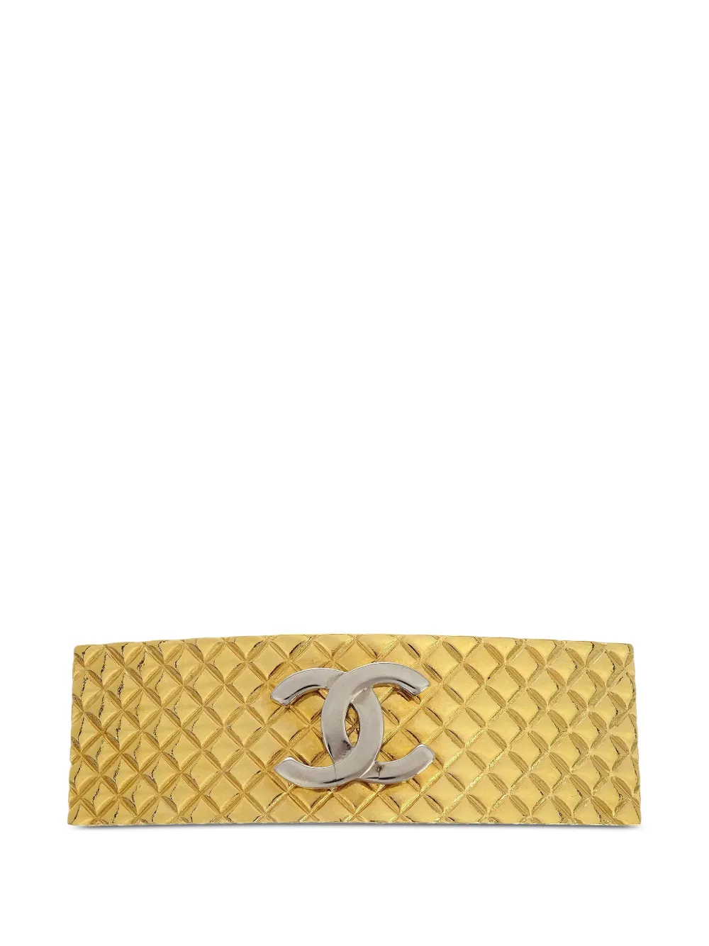 CHANEL Pre-Owned quilted logo-plaque hair clip - Gold
