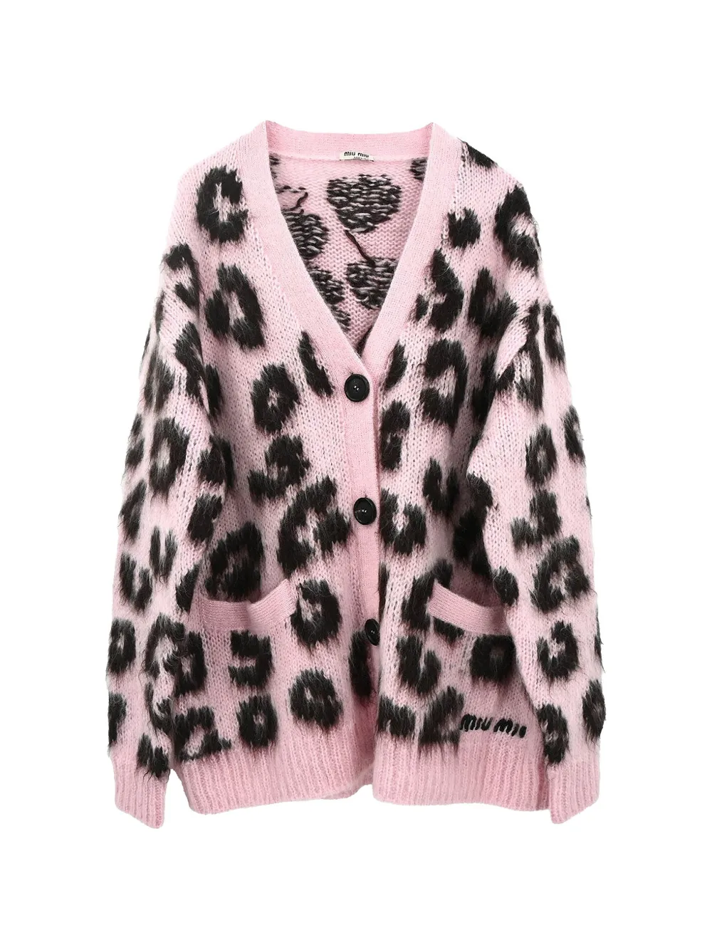 Miu Miu Pre-Owned 2018 leopard-print cardigan - Rosa