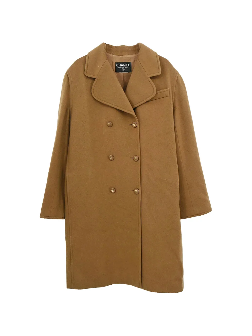 CHANEL Pre-Owned notched-lapels wool double-breasted coat - Marrone