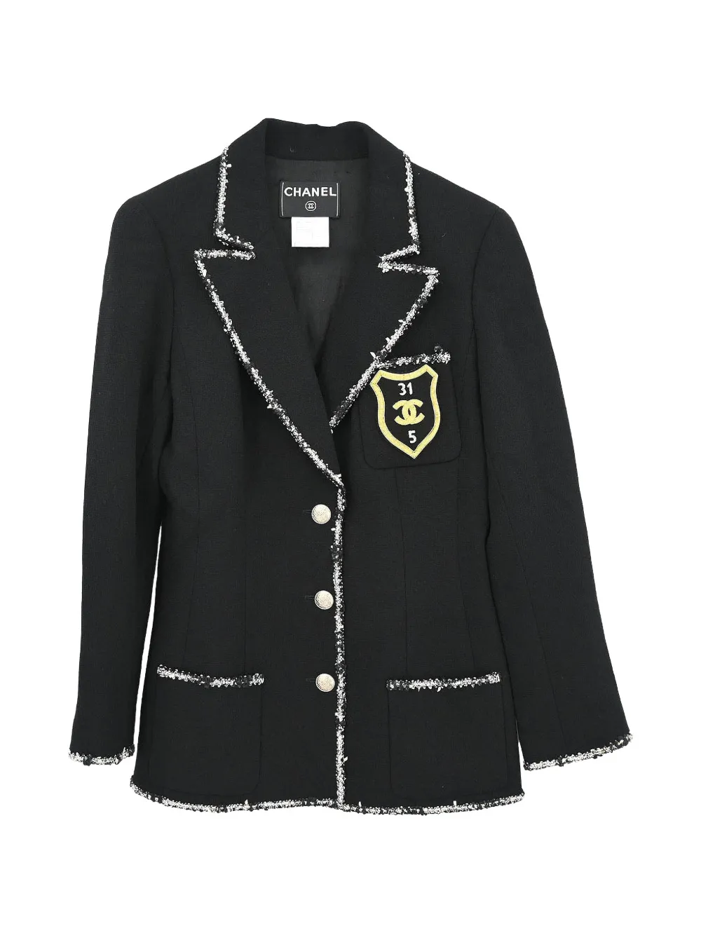 CHANEL Pre-Owned emblem single-breasted blazer - Noir CHANEL Pre-Owned emblem single-breasted blazer - Noir