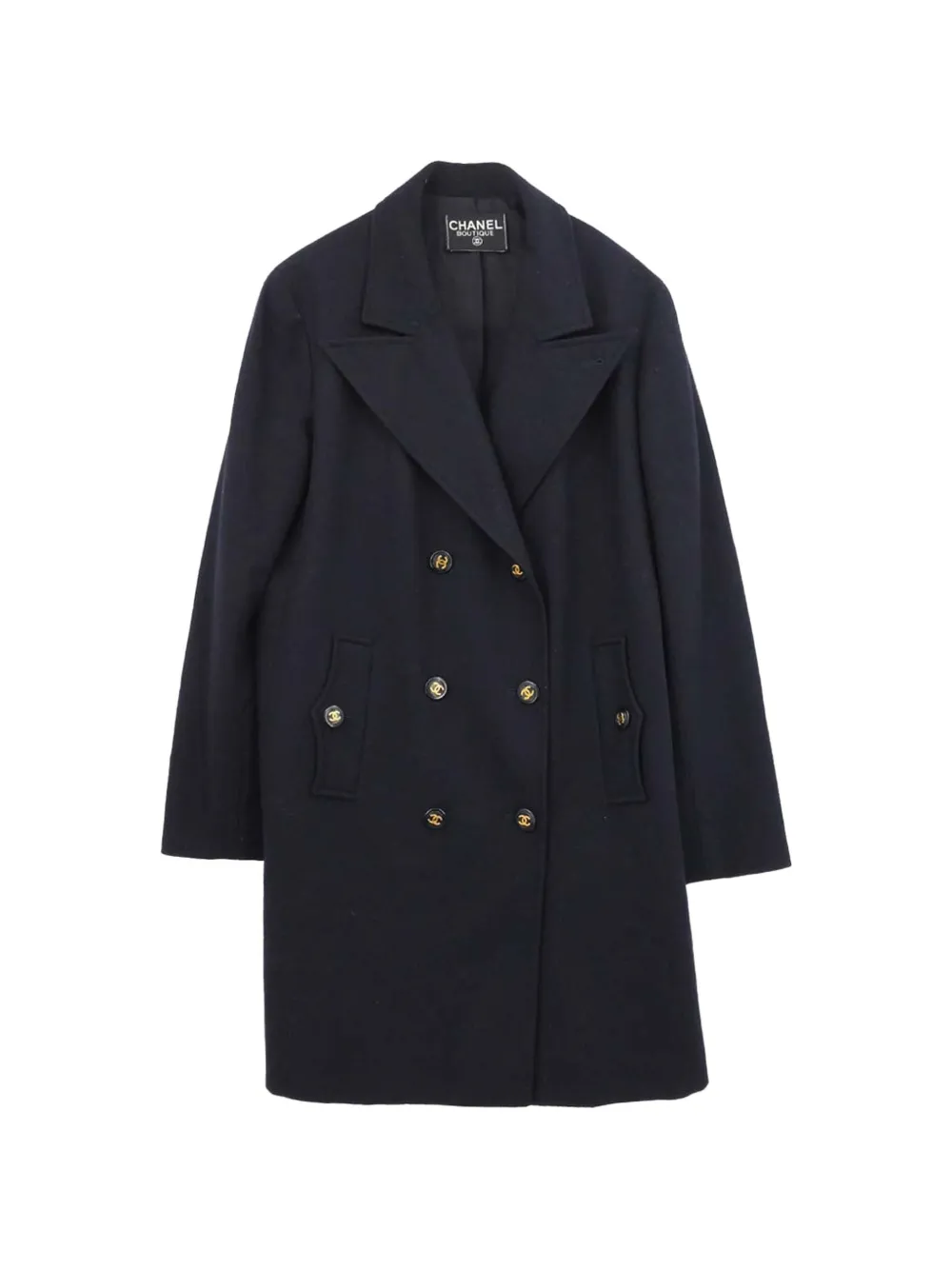 CHANEL Pre-Owned double-breasted logo-button coat - Nero