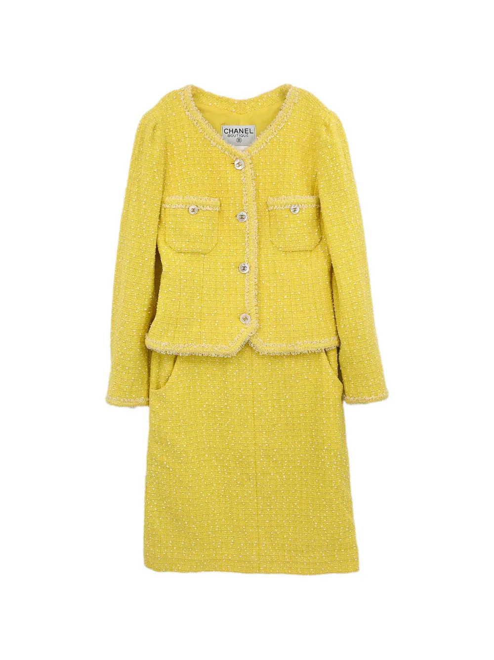 CHANEL Pre-Owned 1997 tweed skirt suit - Giallo