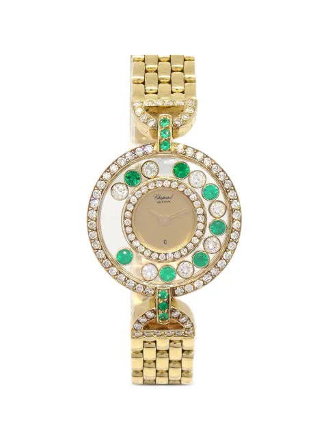 Chopard Pre-Owned Happy diamonds and emerald 24mm watch