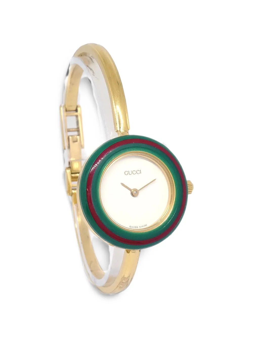 Pre-owned Gucci Change Bezel 26mm Watch In White