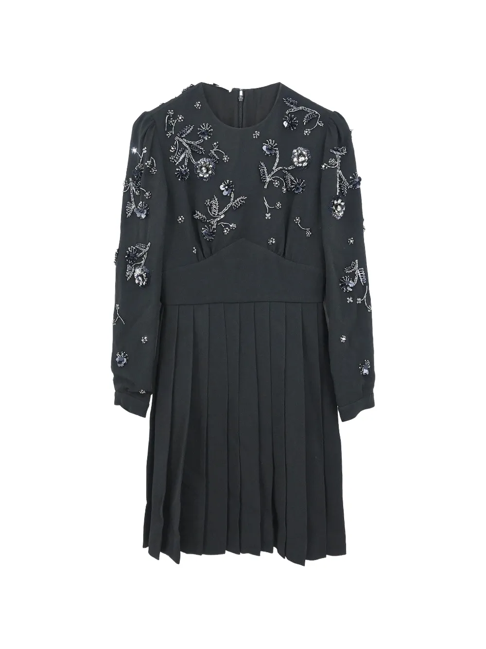 Miu Miu Pre-Owned bead-embellished pleated dress - Noir