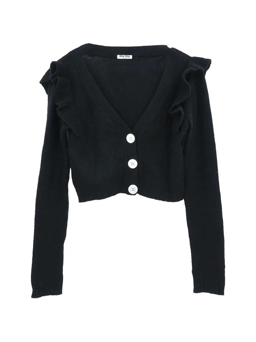 Miu Miu Pre-Owned 2019 ruffle-trim cardigan - Schwarz