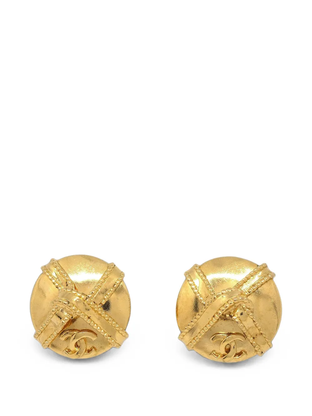 CHANEL Pre-Owned Interlocking CC clip-on earrings - Oro