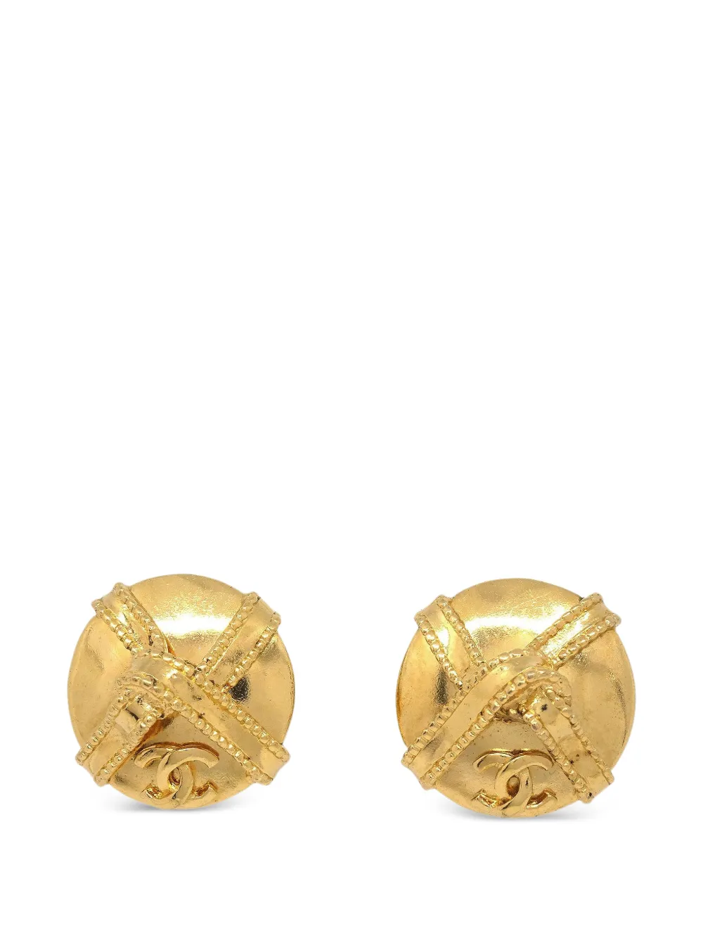 CHANEL Pre-Owned Interlocking CC clip-on earrings - Gold