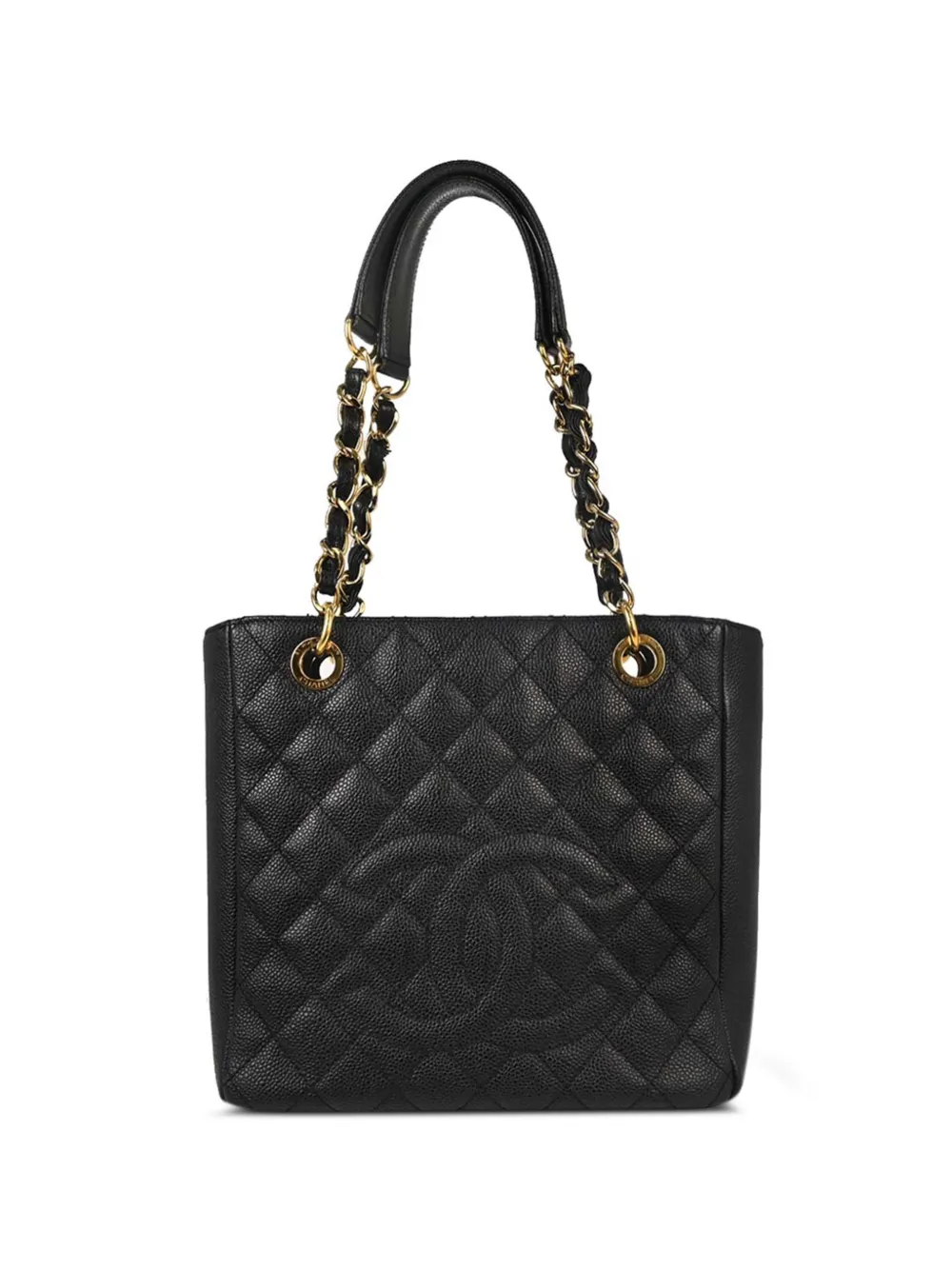 CHANEL Pre-Owned 2011 petite Shopping Tote chain-strap tote bag - Black