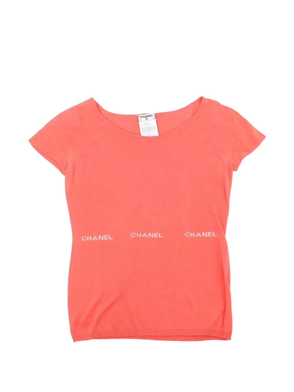 Pre-owned Chanel 2004 Logo-knit Short-sleeve Top In Pink