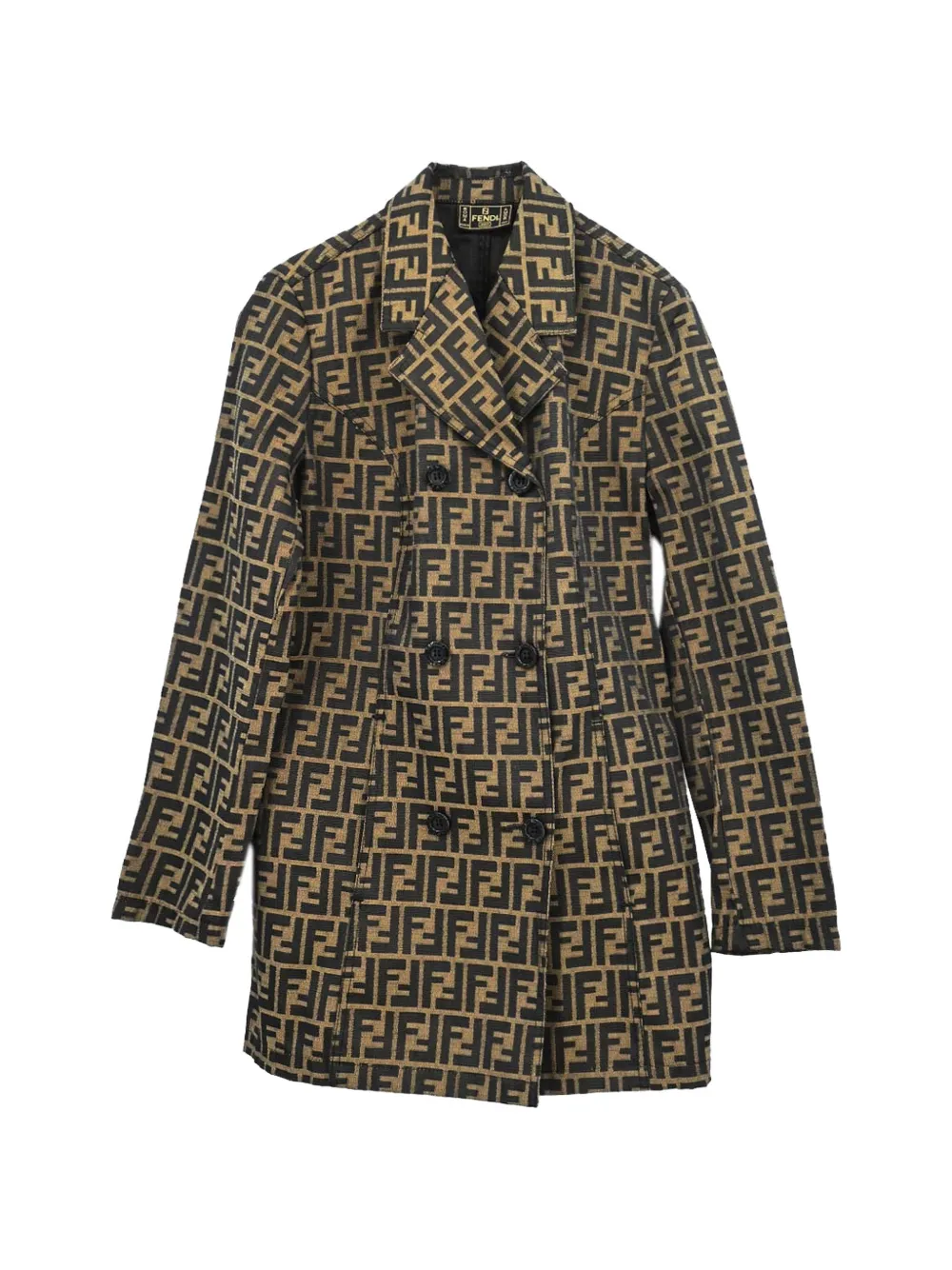 Fendi Pre-Owned Zucca double-breasted coat - Nero