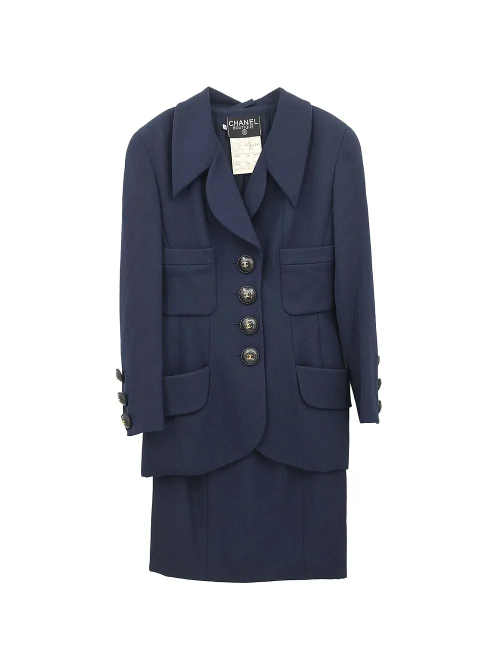 CHANEL Pre-Owned 1994 CC logo-button skirt suit - Blu