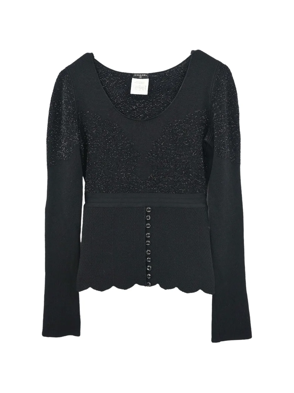 CHANEL Pre-Owned 2006 scalloped-hem blouse - Nero
