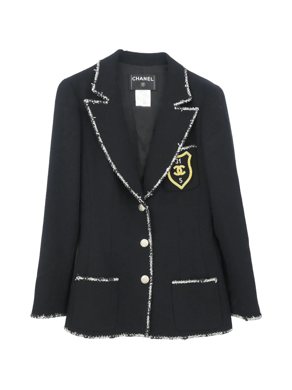 CHANEL Pre-Owned 2005 emblem-patch single-breasted jacket - Nero