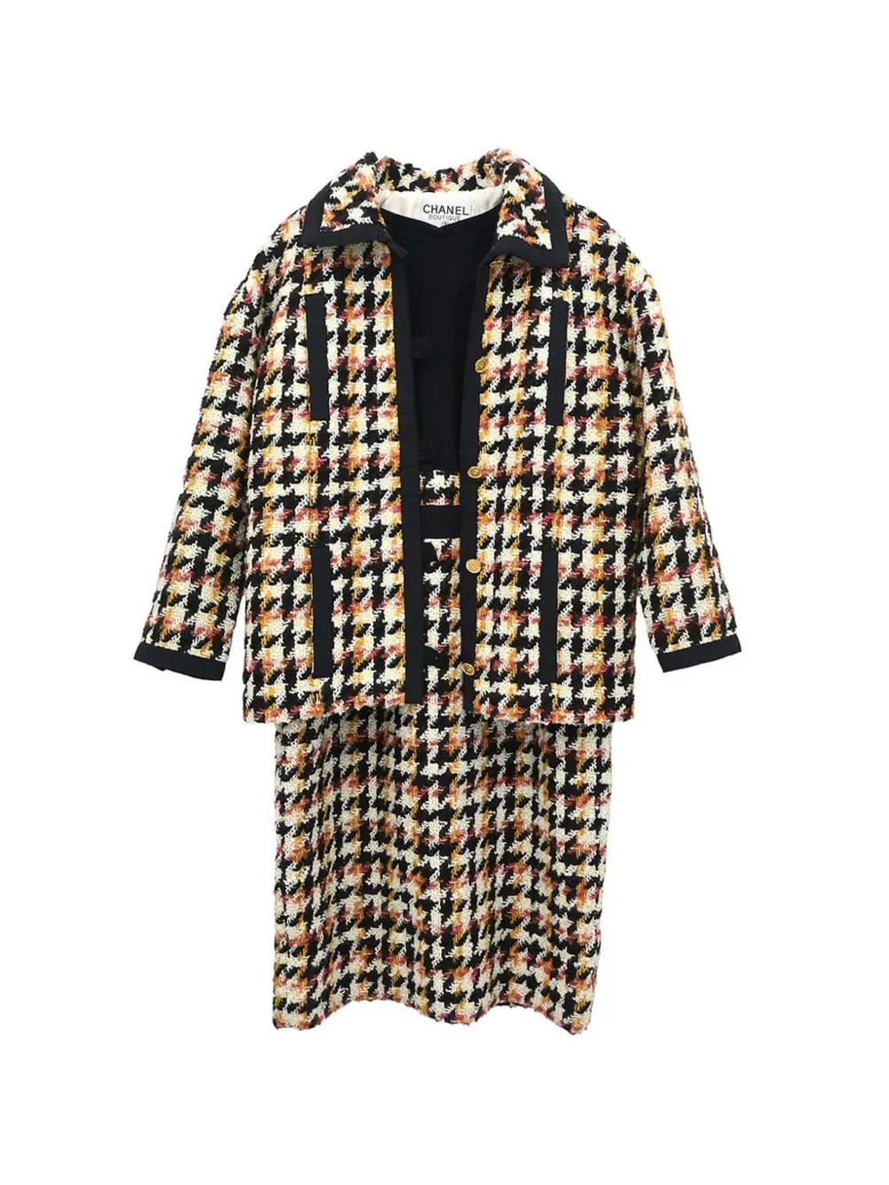 CHANEL Pre-Owned houndstooth tweed jacket and dress set - Black