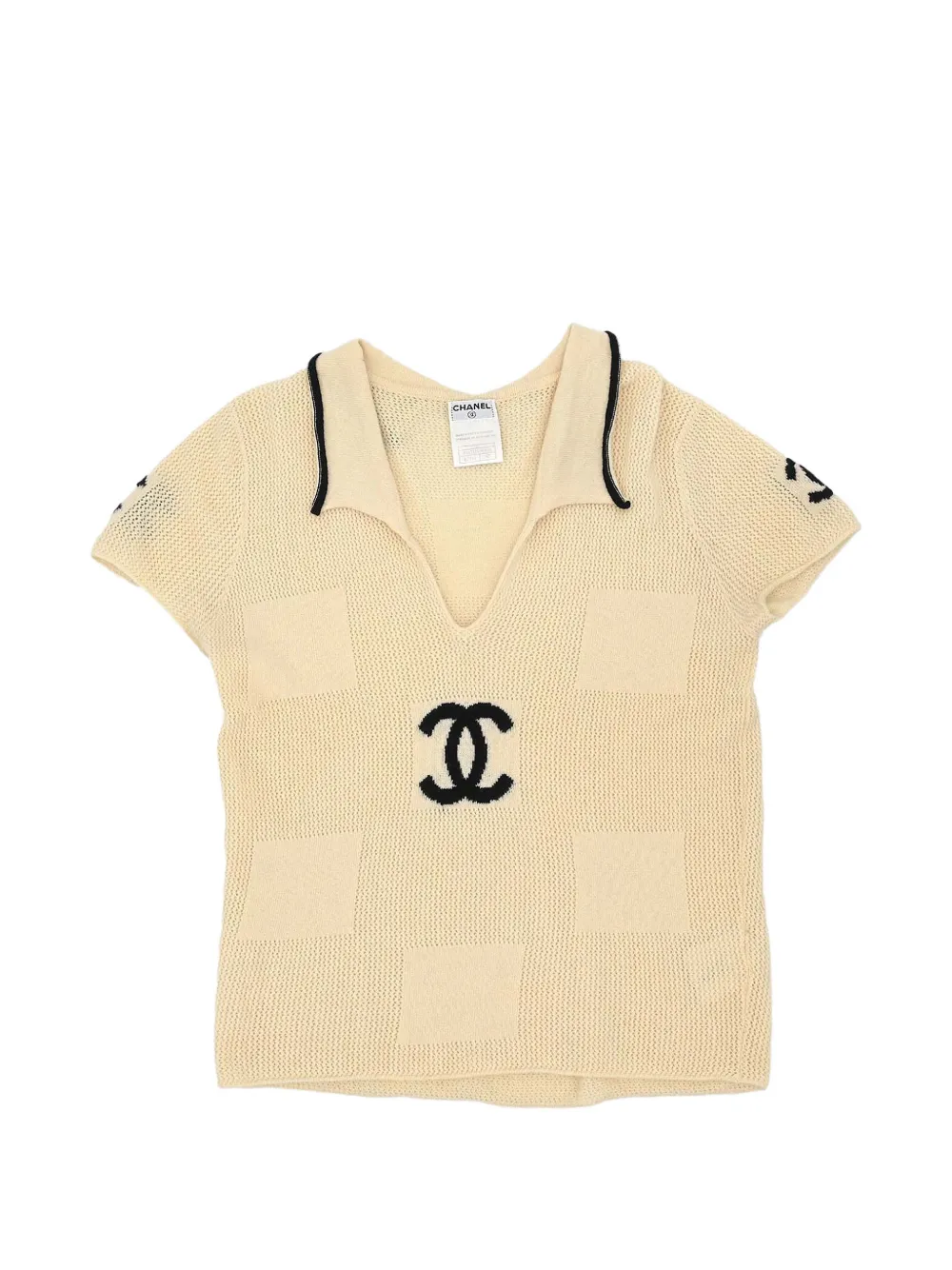 Pre-owned Chanel 2001 Cc Logo Knit Top In Neutrals