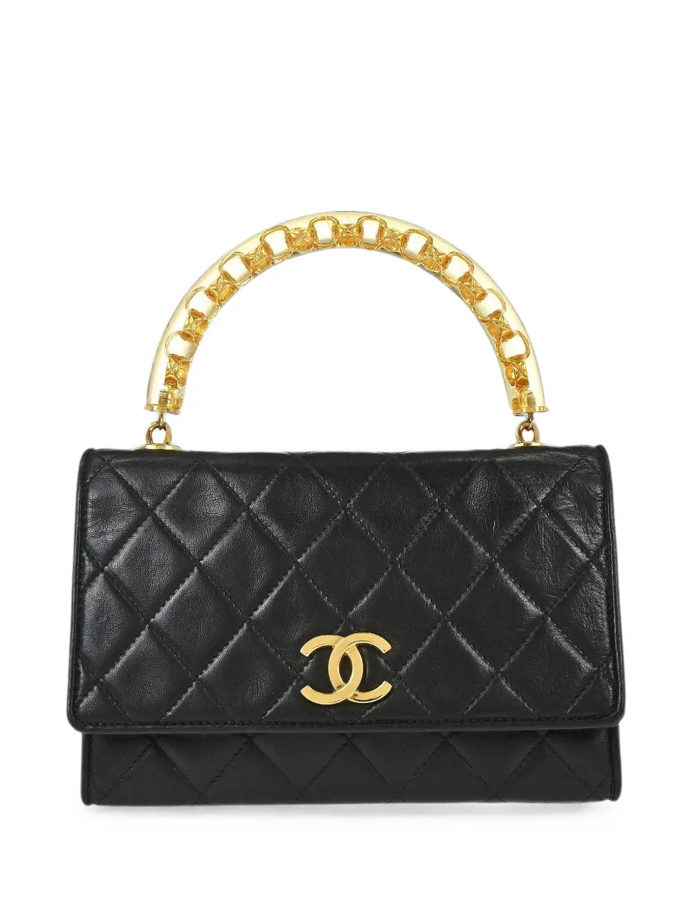 CHANEL Pre-Owned 1989-1991 diamond-quilted CC top-handle mini bag - Nero
