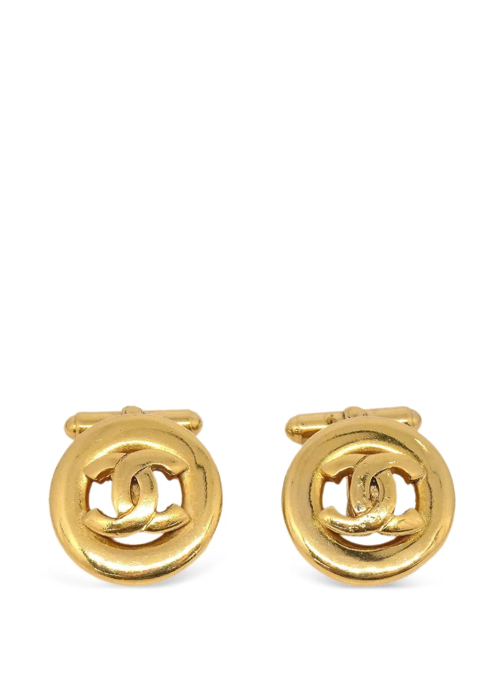 CHANEL Pre-Owned Interlocking-CC cut-out cufflinks - Gold