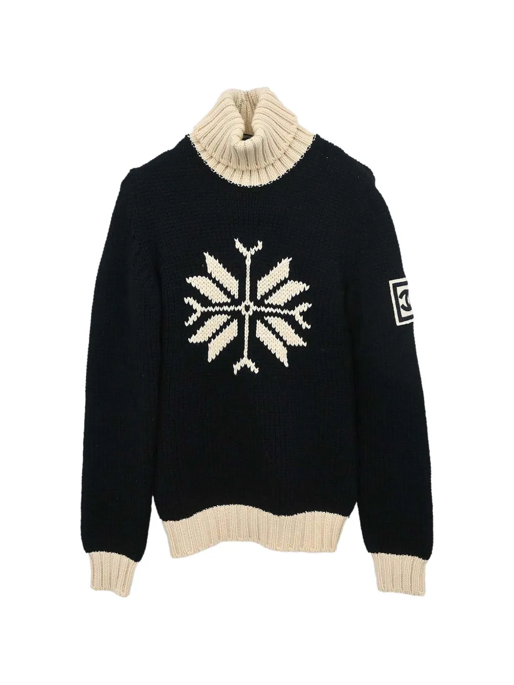 Pre-owned Chanel 2008 Sport Line Snowflake Sweater In Black
