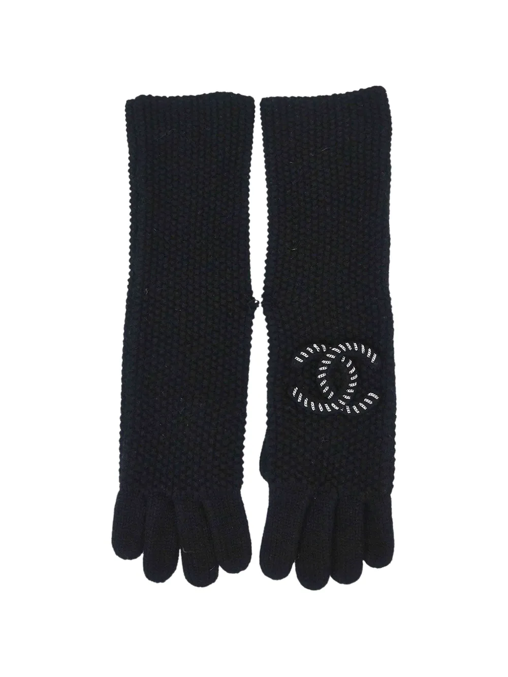 CHANEL Pre-Owned Interlocking CC wool gloves - Noir CHANEL Pre-Owned Interlocking CC wool gloves - Noir