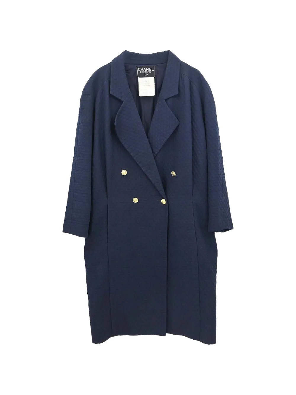 CHANEL Pre-Owned double-breasted quilted coat - Blu