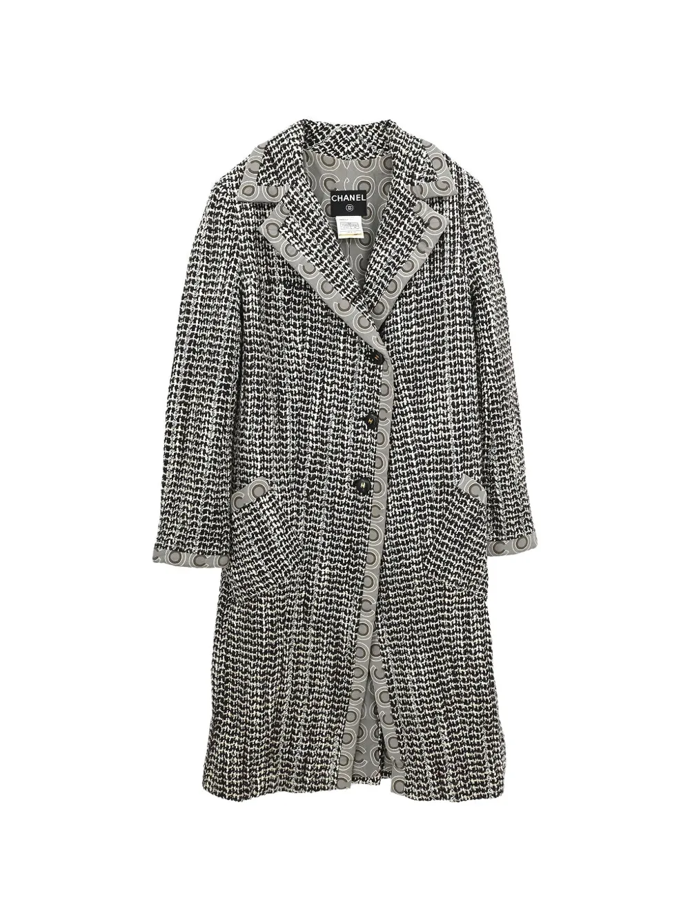 CHANEL Pre-Owned 2001 tweed coat - Marrone