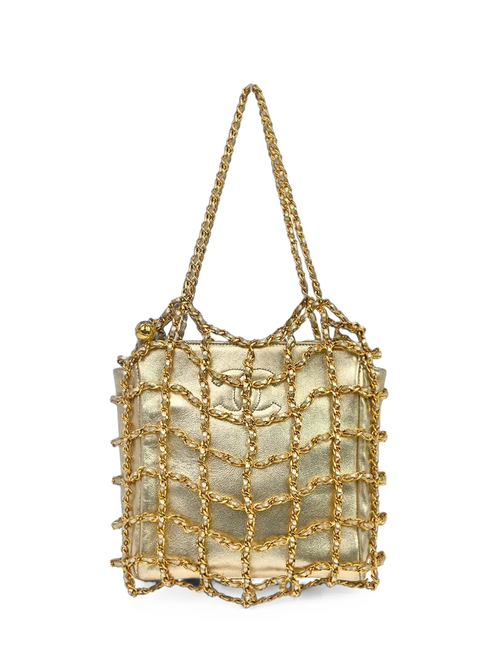 CHANEL Pre-Owned 1994-1996 caged-chain mini bag - Oro