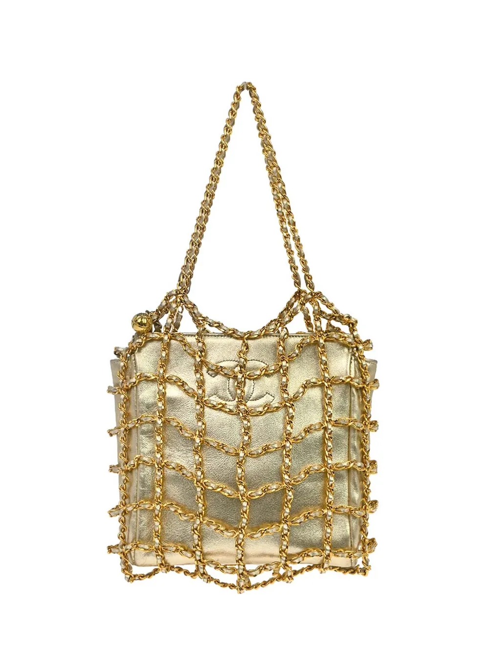 CHANEL Pre-Owned 1994-1996 caged-chain mini bag - Gold
