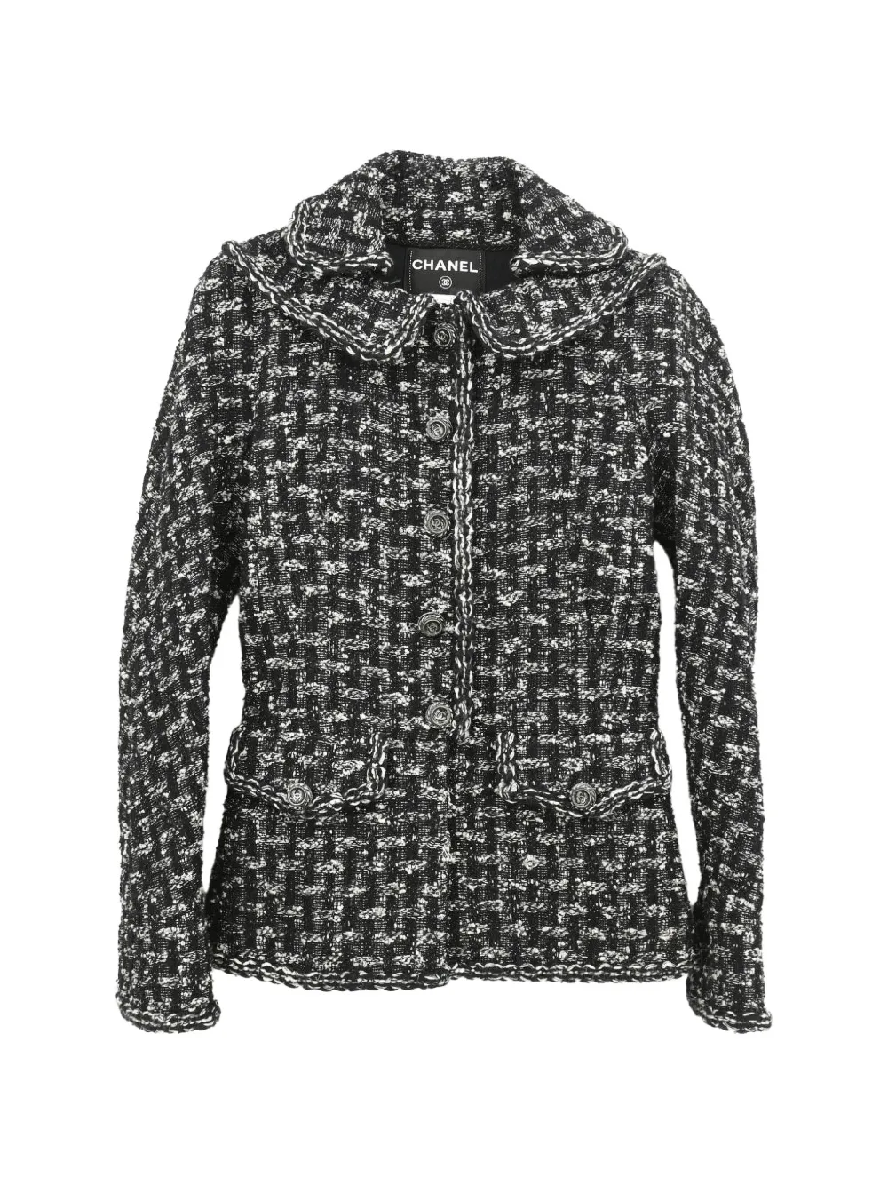 CHANEL Pre-Owned 2013-2014 single-breasted tweed jacket - Schwarz