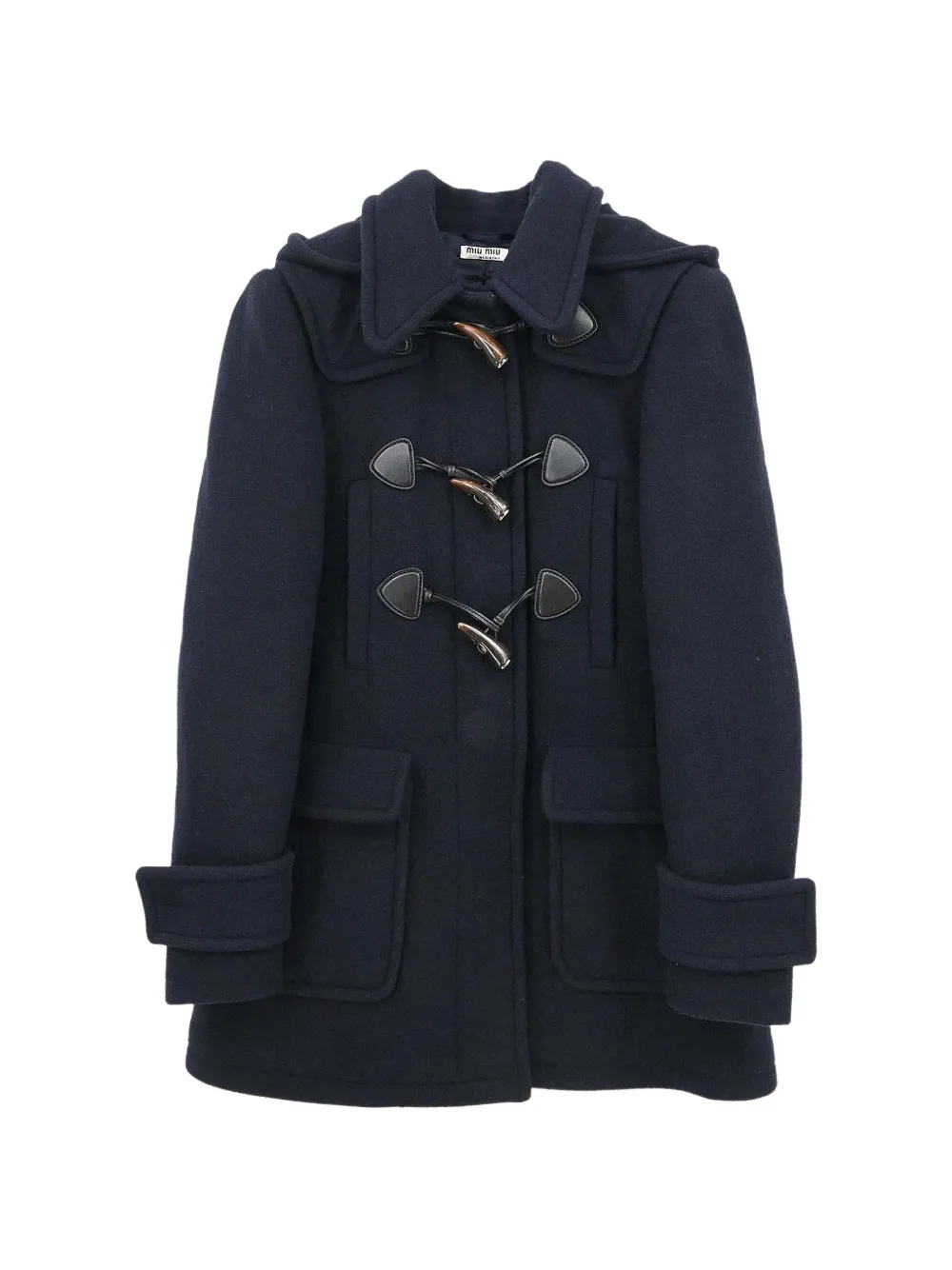 Miu Miu Pre-Owned 2016 Duffel toggle-fastening hooded coat - Blu