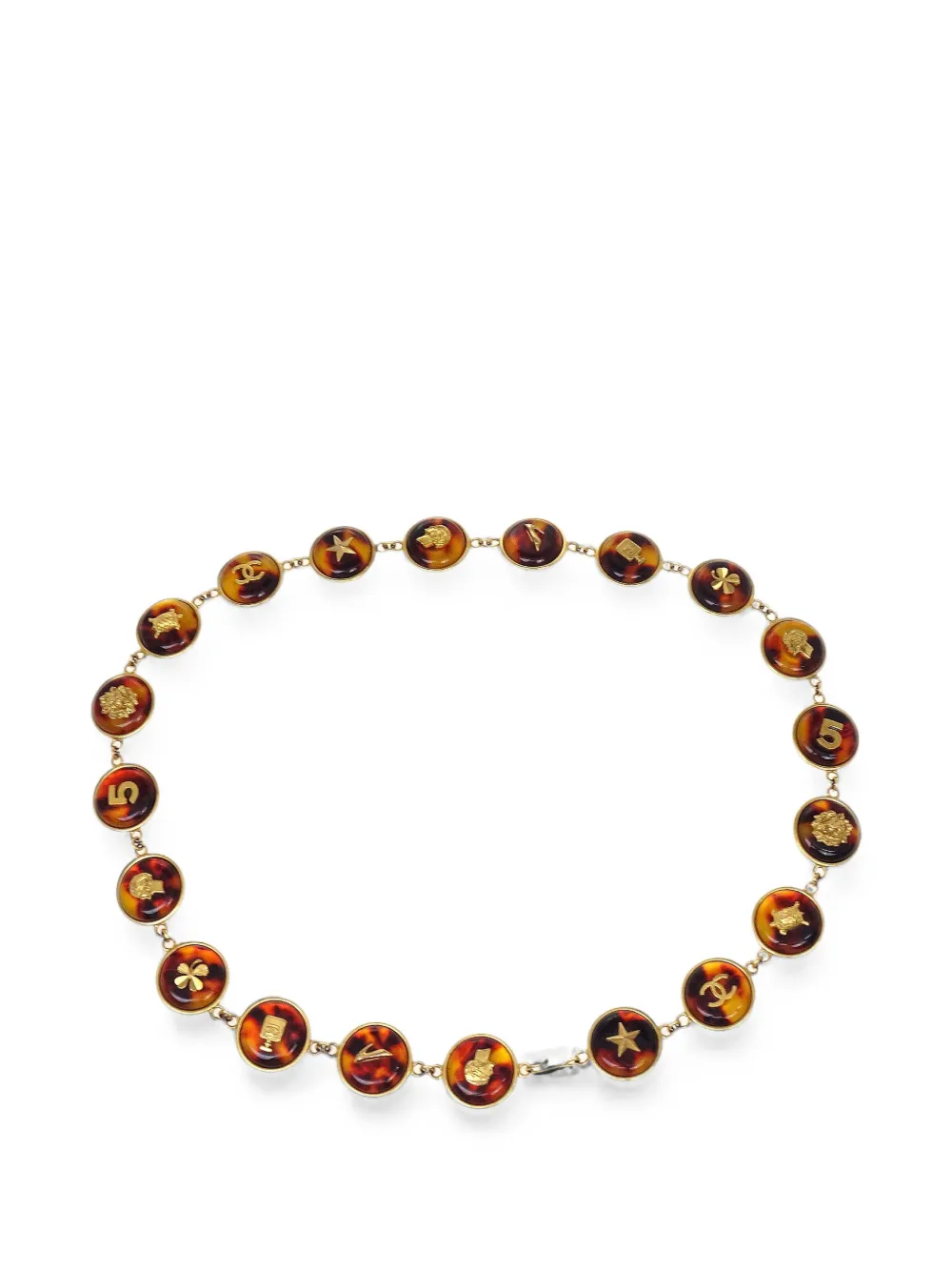 CHANEL Pre-Owned medallion-charm tortoiseshell-effect belt - Oro