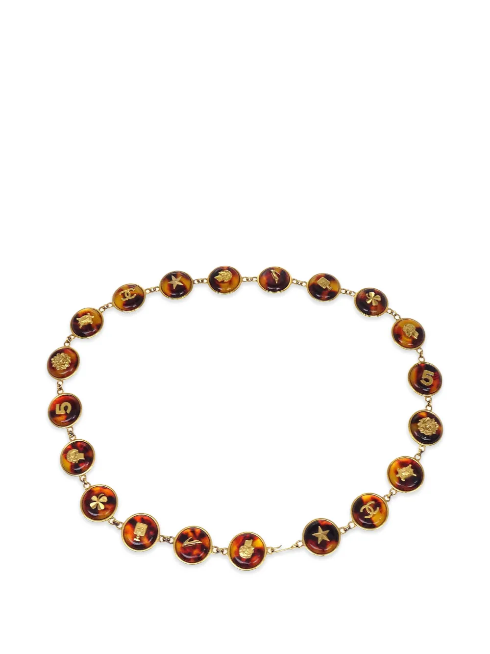 CHANEL Pre-Owned medallion-charm tortoiseshell-effect belt - Gold