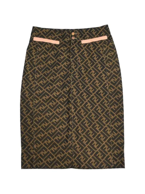 Fendi Pre-Owned jupe droite mi-longue Zucca à motif monogrammé